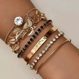 6 piece gold bracelet set!